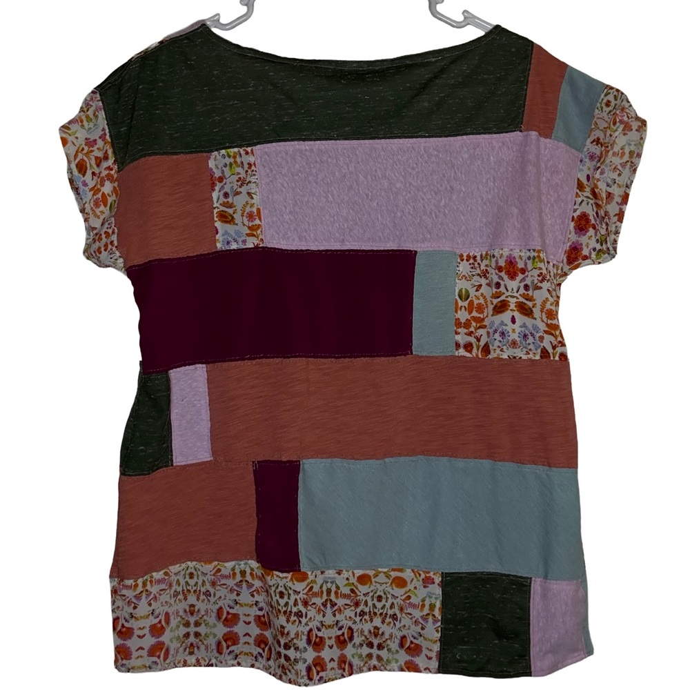 Upcycled Patchwork Size M Blouse Unique Retro Fal… - image 3
